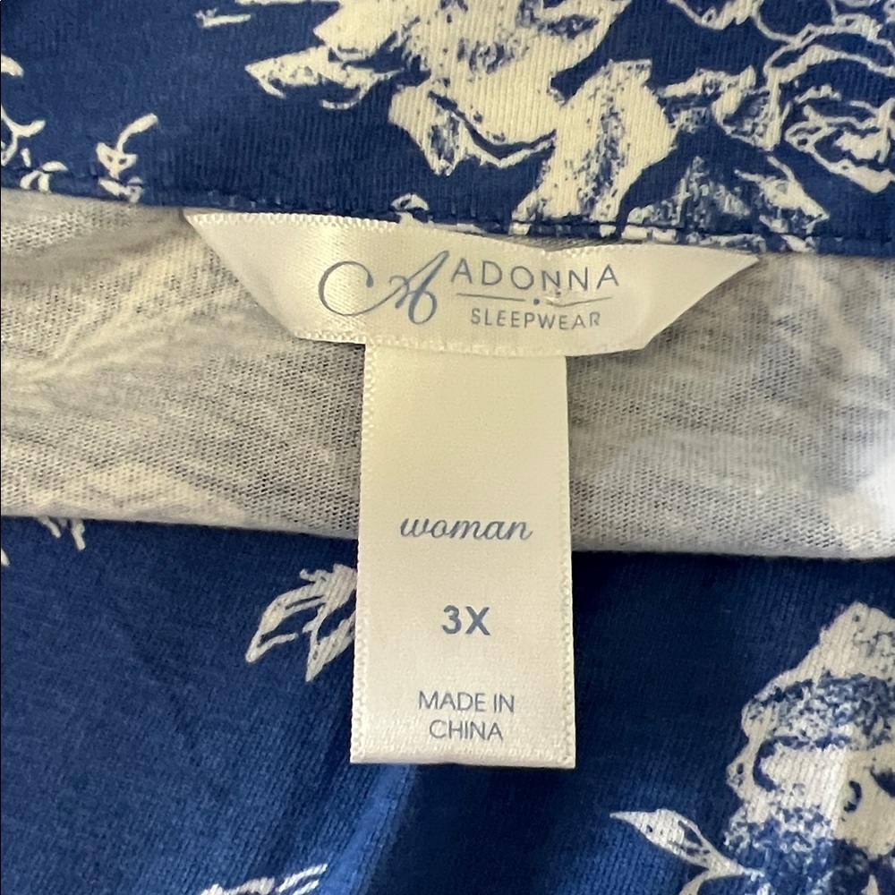 Adonna Blue and White Floral Owl Print Short Sleeve Nightgown Size 3X - Picture 12 of 16